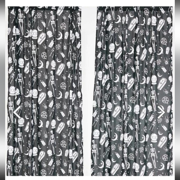 Killstar Gothic print Curtain panels (set of 2) NEW - Picture 2 of 3